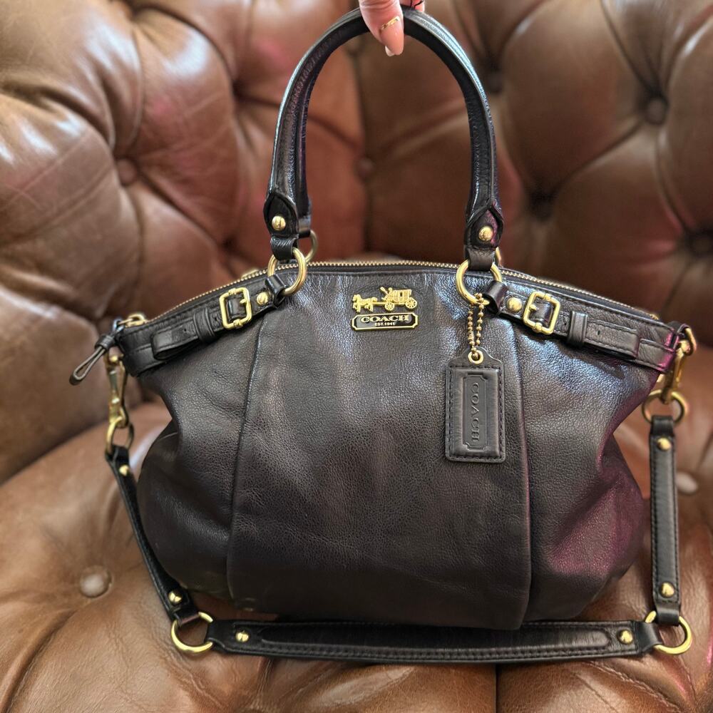 Coach Madison Sophia Black Leather Satchel Shoulder Bag 18609